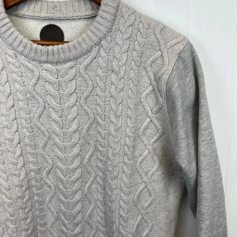 Common People Mens Cable Knit Crewneck Sweater‎ Size L Wool Blend Fisherman Core